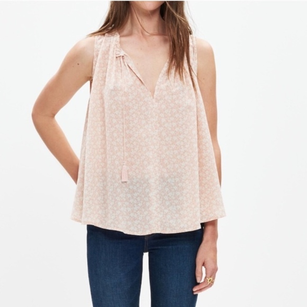 Madewell Bellshift Silk Tank Top Size Medium Coastal Summer Vacay Chic